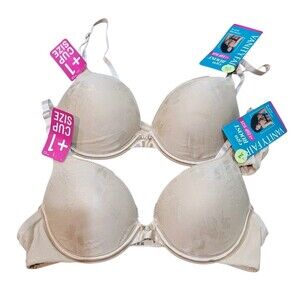 NWT Vanity Fair Extreme Ego Boost Push-Up Underwire Bra Size 34B Beige Lot Of 2